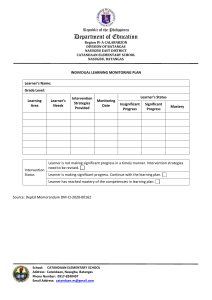 INDIVIDUAL MONITORING PLAN