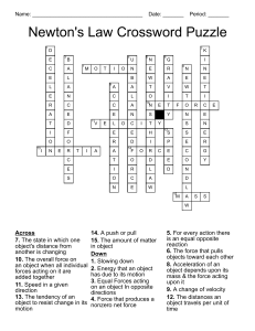 Newtons Law Crossword Puzzle  answer key 309a3 6163336c