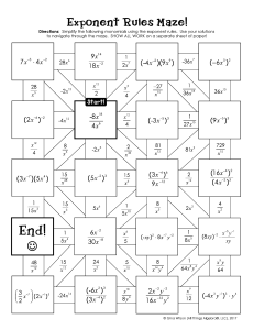 Tuesday Negative Exponents Maze