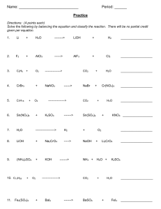 Balancing Equation Quiz - 1