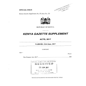 Kenya Finance Act No.15 of 2017