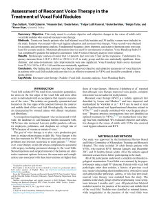 Assessment of Resonant Voice Therapy in the Treatment of Vocal Fold Nodules