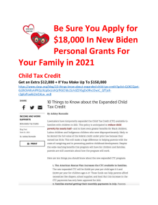 Be Sure You Apply for $18,000 In New Biden  Personal Grants For Your Family in 2021