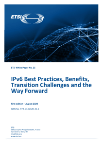 etsi WP35 IPv6 Best Practices Benefits Transition Challenges and the Way Forward