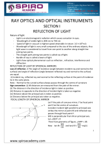 Ray Optics & Optical Instruments Physics Notes