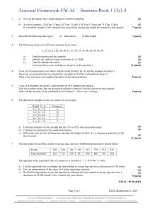 Assessed Homework FM-3d Year 1 Statistics ch 1 to 4 QP