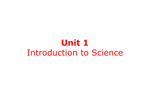 Secondary Science unit 1. introduction to science