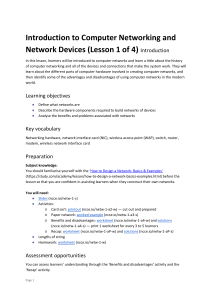 L1 Lesson plan – Networks