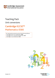 IGCSE 0580 Unit conversions Teaching Pack 