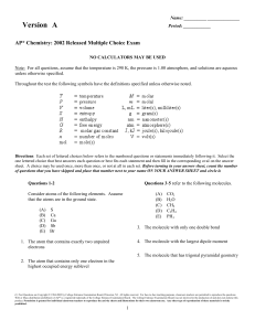 2002 AP Chemistry Practice Test