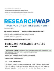 DESIGN AND FABRICATION OF AN EGG INCUBATOR