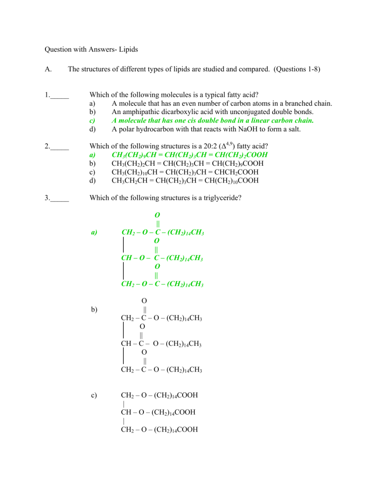 Answers Lipids