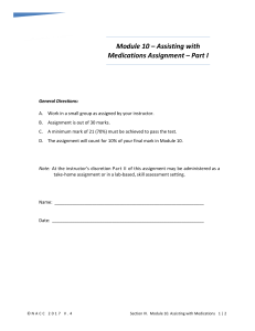 IV-11.1 Assigmt - Module 10 Assisting with Medications-Part I