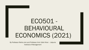 Behavioural Economics Lecture 1