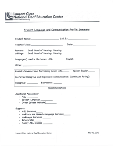 Student Language & Communication Profile Summary