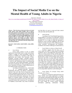 The Impact of Social Media Application on the Mental Health of Young Adults in Nigeria