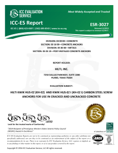 ICC-ES Report ESR-3027 Evaluation Hilti Kwik Bolts