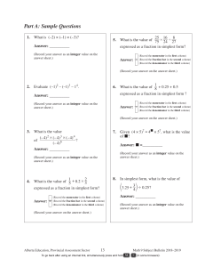 PAT Sample Questions (no calculator) PART I (1)