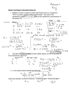Chapter 7 and Chapter 9  Open Book Problem Set ANSWERS