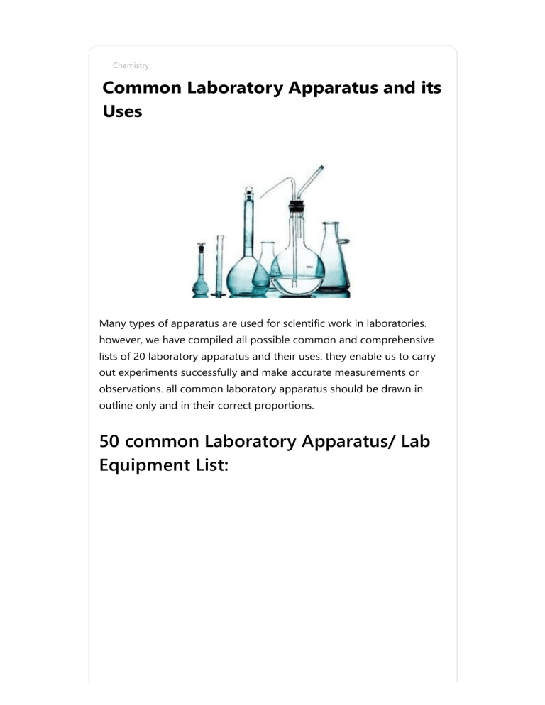Laboratory Apparatus and their Uses with drawing and Pictures