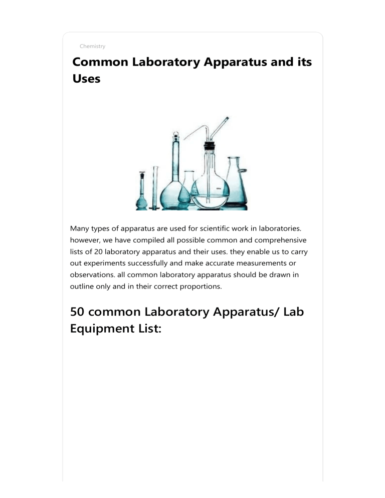 Laboratory Apparatus And Their Uses With Drawing And Pictures