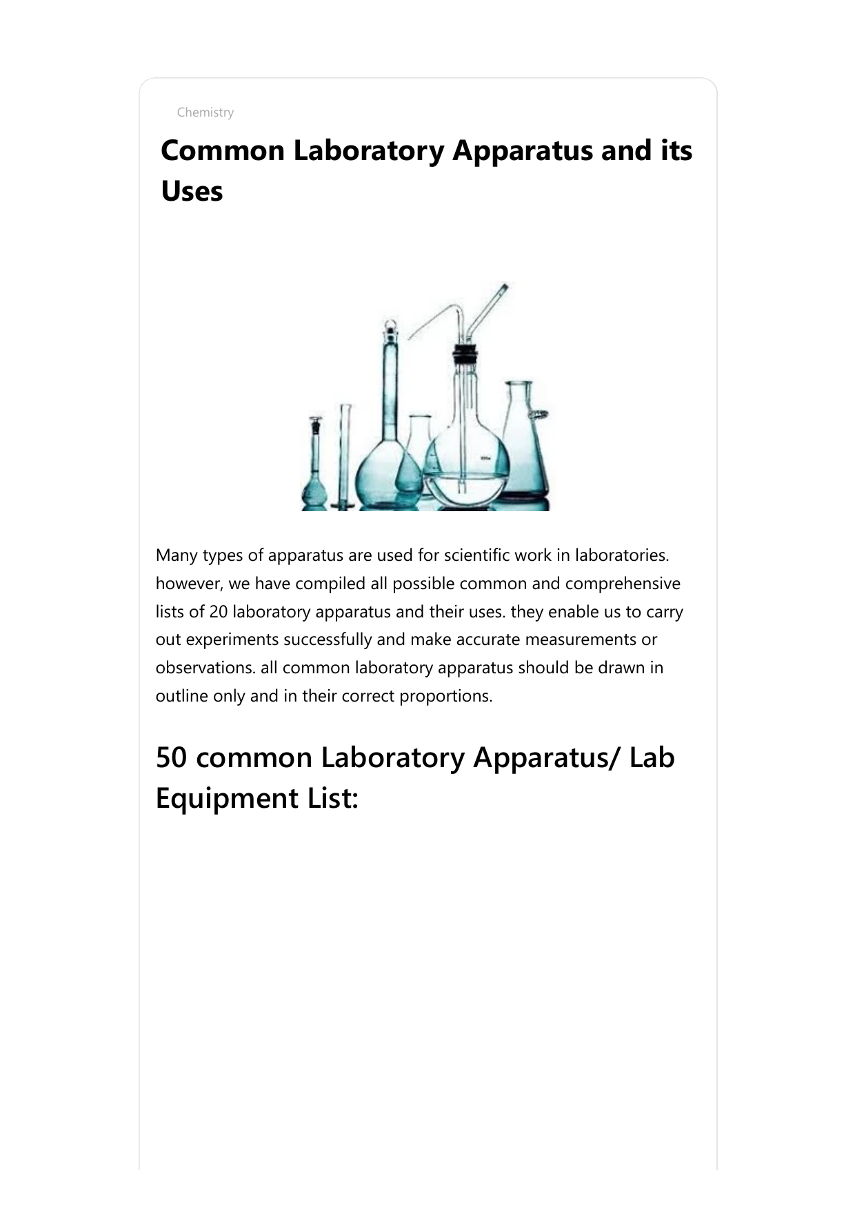 Common Laboratory Equipment (Gluckmann) Diagram