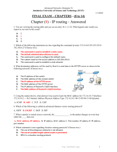 Advanced Network Question Bank- Chapter 8 to 14- 2022