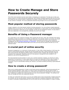 How to Create Manage and Store Passwords Securely