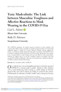 toxic maskulinity the link between masculine toughness and affective reactions to mask wearing in the covid19 era