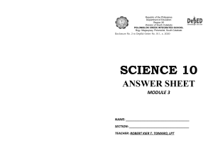 Science10 answer sheet