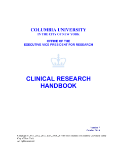 Columbia University - Clinical Research Handbook