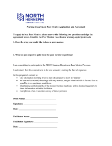 Nursing Department Peer Mentee Application and Agreement
