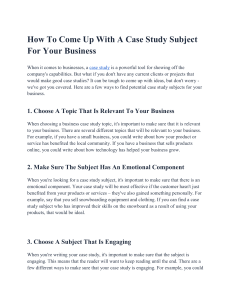 How To Come Up With A Case Study Subject For Your Business