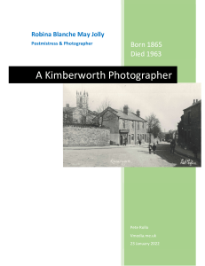 ROBINA JOLLY Postmistress and Photographer 1886-1963