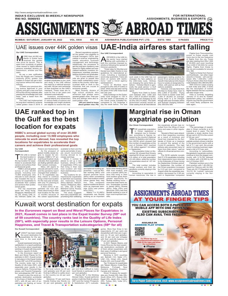 assignment abroad times newspaper 28 jan 2022