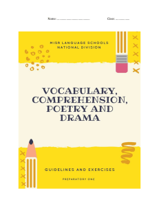Vocabulary, Comprehension, Poetry and Drama Binder - to be revised
