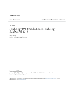 Psychology 101  Introduction to Psychology Syllabus Fall 2018