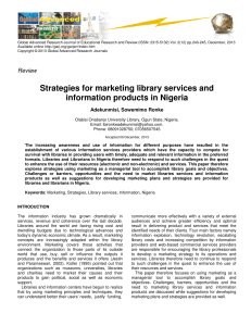 strategies for marketing library services and information products in nigeria