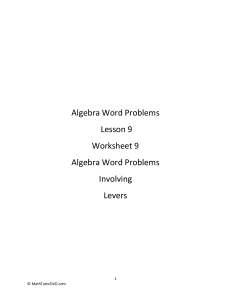 Algebra+Word+Problems+-+Worksheet+9+-+Lever+Problems