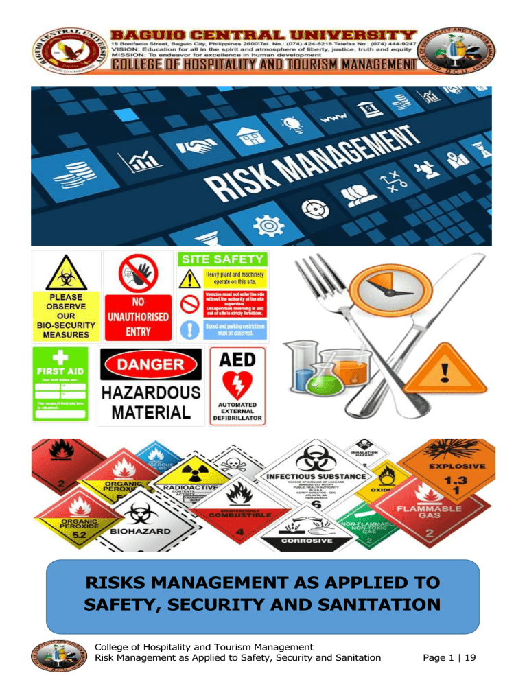 Risk Management As Applied To Safety Security And Sanitation