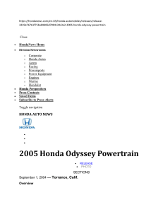 2005 Honda Odyssey Powertrain