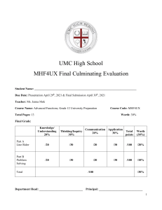 MHF4U Final Evaluation - PART A ONLY Ms. Jenna