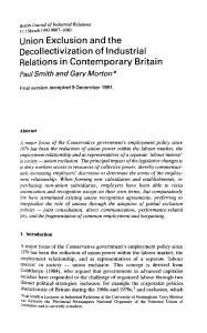 Union Exclusion and the Decollectivization of Industrial Relations in Contemporary Britain