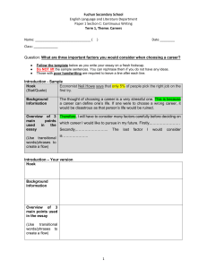 Career Essay Worksheet: English Language & Literature