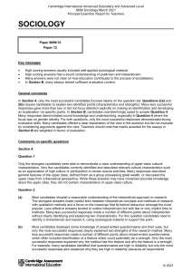 Sociology 9699/12 Examiner Report: March 2021