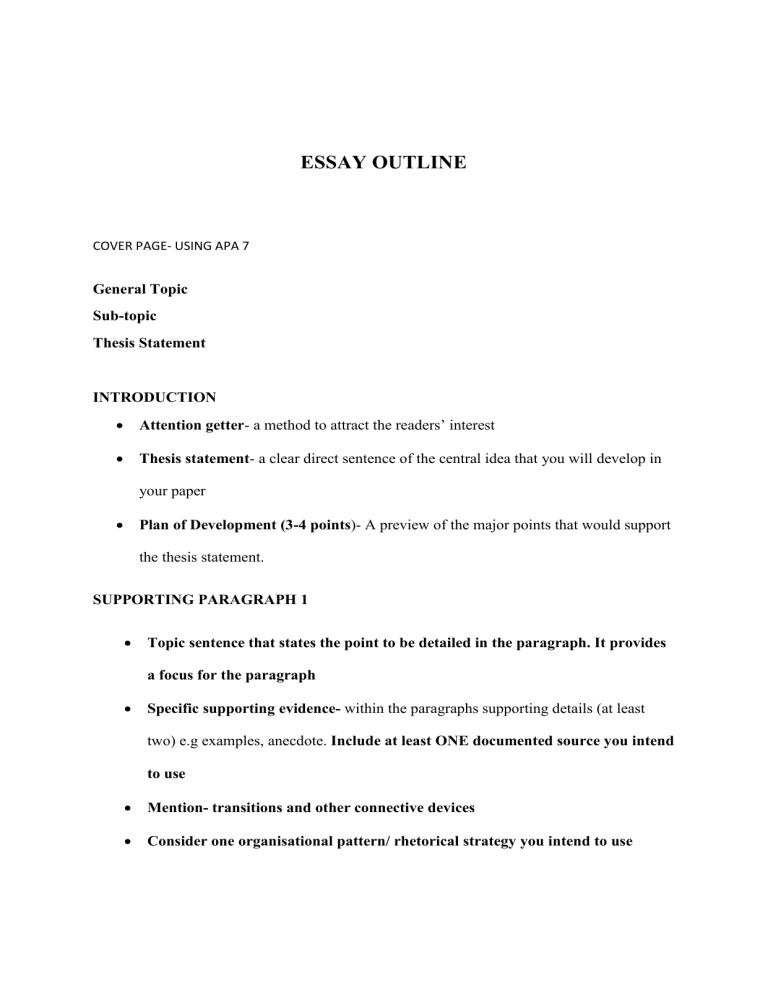 Essay Outline Template