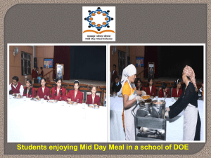 Mid Day Meal Scheme in Delhi: Presentation