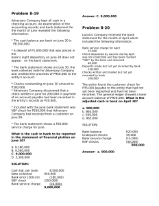 Bank Reconciliation Problems & Solutions