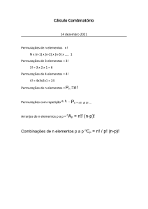 Turma A - Cálculo Combinatório - exercícios das aulas