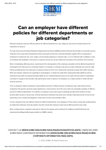 Can an employer have different policies for different departments or job categories 